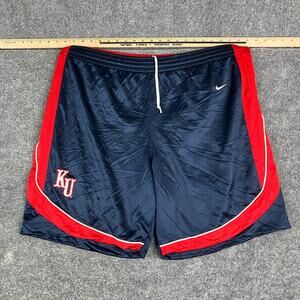 Nike KU Jayhawks Shorts Mens Size XL Blue Red Dri-Fit Athletic Basketball Logo